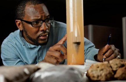 Soil Scientist determines the soil texture and particle size distribution using a soil hydrometer
