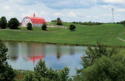 Alabama farm and lake along I- 65 north of Birmingham.