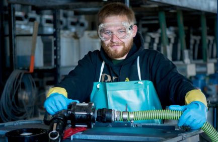 Jake Bartolomay Refilling Roundup Container