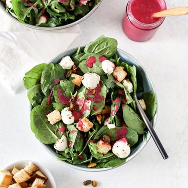 Spring Hoosier Green Salad with Orange Beet Vinaigrette