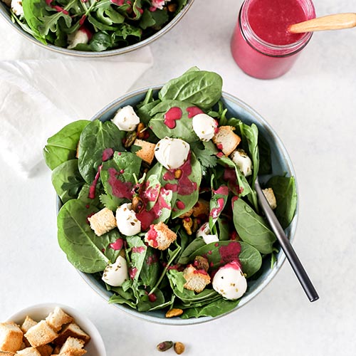 Spring Hoosier Green Salad with Orange Beet Vinaigrette