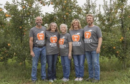 Mark Burnett, far left, and his team at Wooden’s Apple House were able to identify where to focus their efforts, thanks to guidance from TDA safety inspectors during an On-Farm Readiness Review.