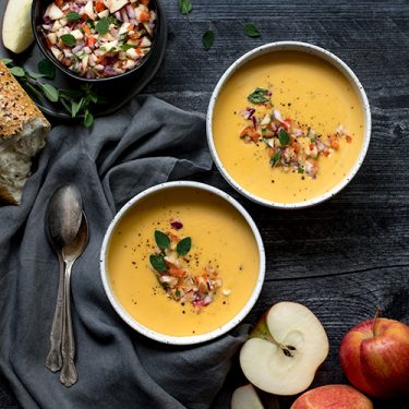 Sweet Potato Bisque with Apple Salsa