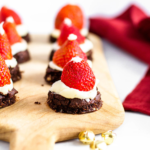 Santa Hat Brownie Bites