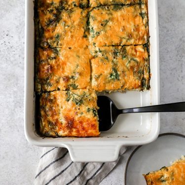 Overnight Egg Casserole with Spinach, Sausage, and Cheese