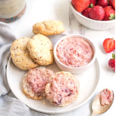 Bacon Biscuits with Strawberry Butter