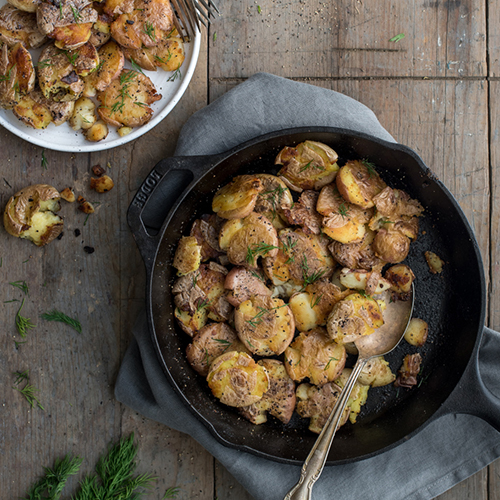 Crispy Smashed Potatoes with Dill