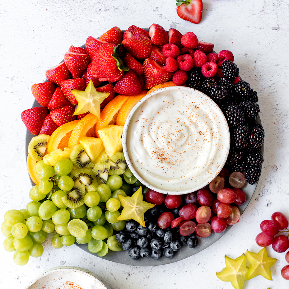 Fruit Rainbow with Yogurt Dip