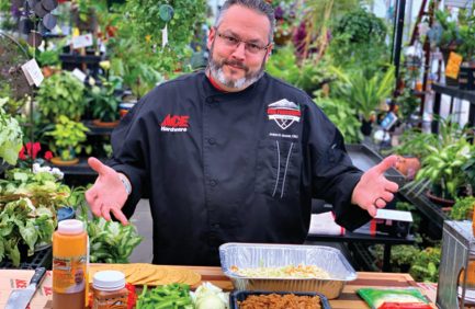Chef Jason Morse at a food prep table