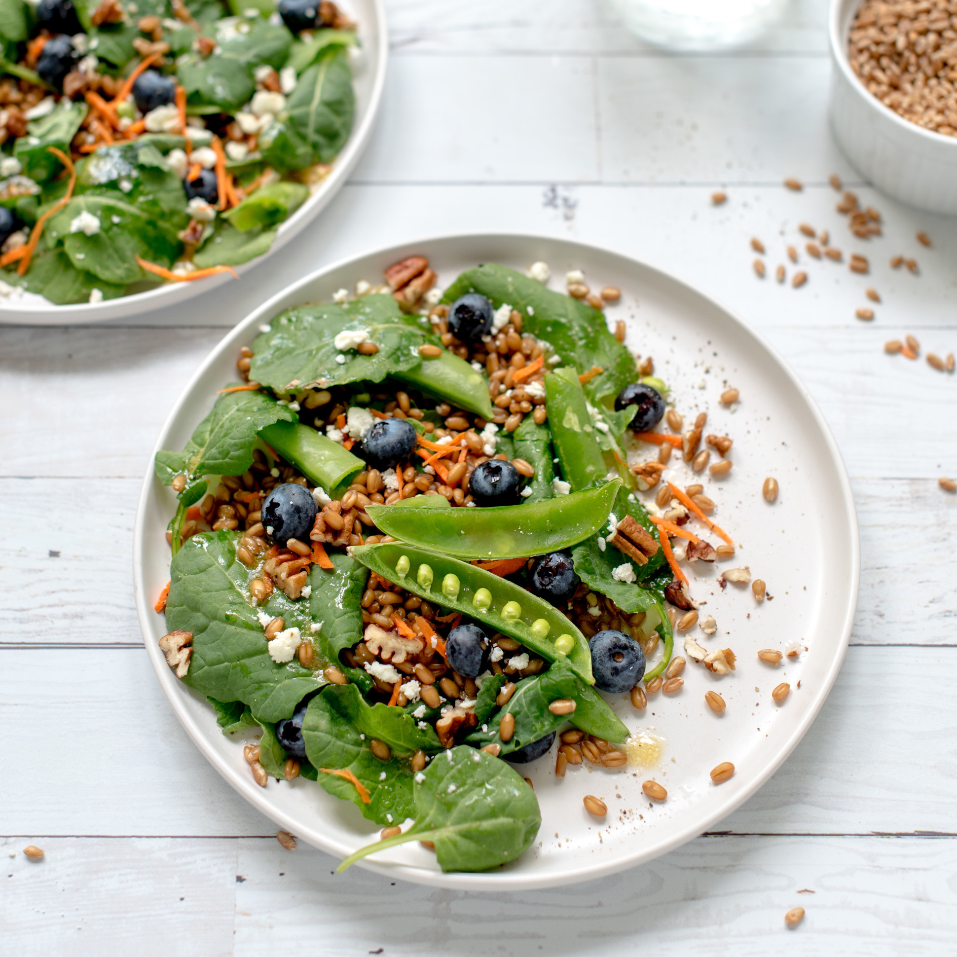 Blueberry-Kale Wheat Berry Salad