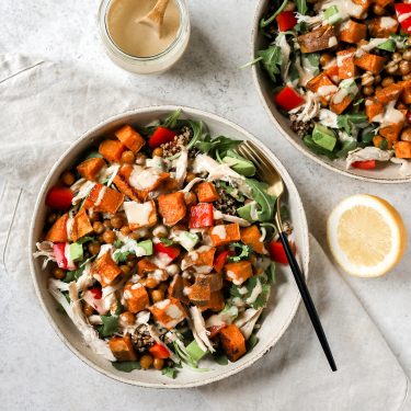 Sweet Potato Chicken Bowl with Tahini Sauce