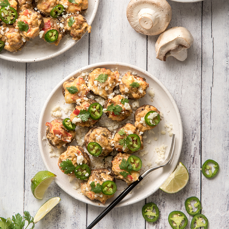 Bell Pepper and Chorizo Stuffed Mushroom Caps