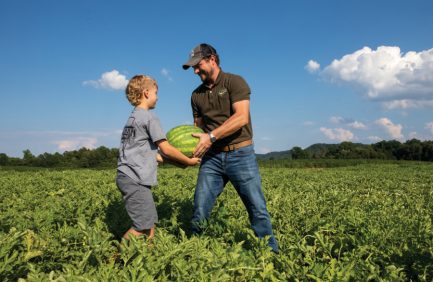 Ryan and Cruz Stuckwish harvest watermelon