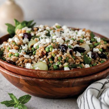 Farro Salad with Peas, Pearl Onions, Feta and Mint