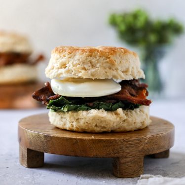 Biscuit Sandwiches with Collards, Bacon and Poached Eggs