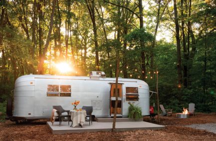 A camper at one of the camping spots at Goldberry Woods