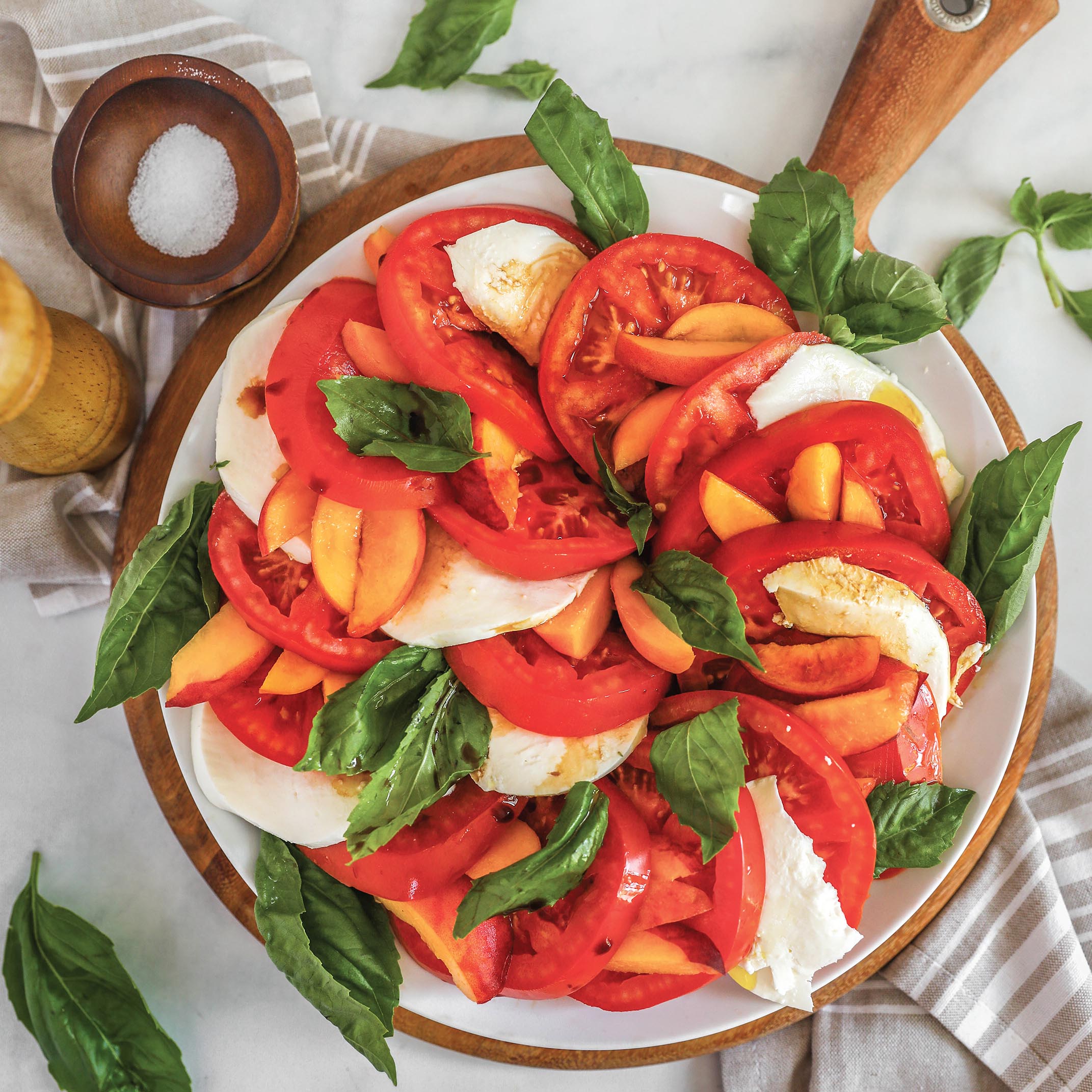 Tomato Peach Caprese Salad