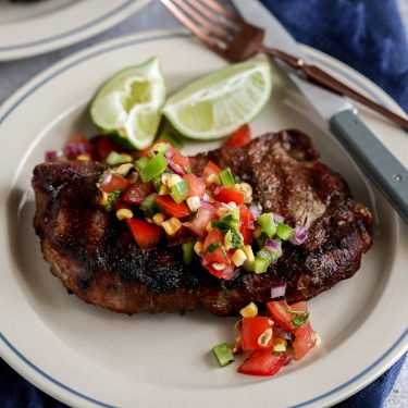 Rib-eye Steak with Grilled Corn Salsa