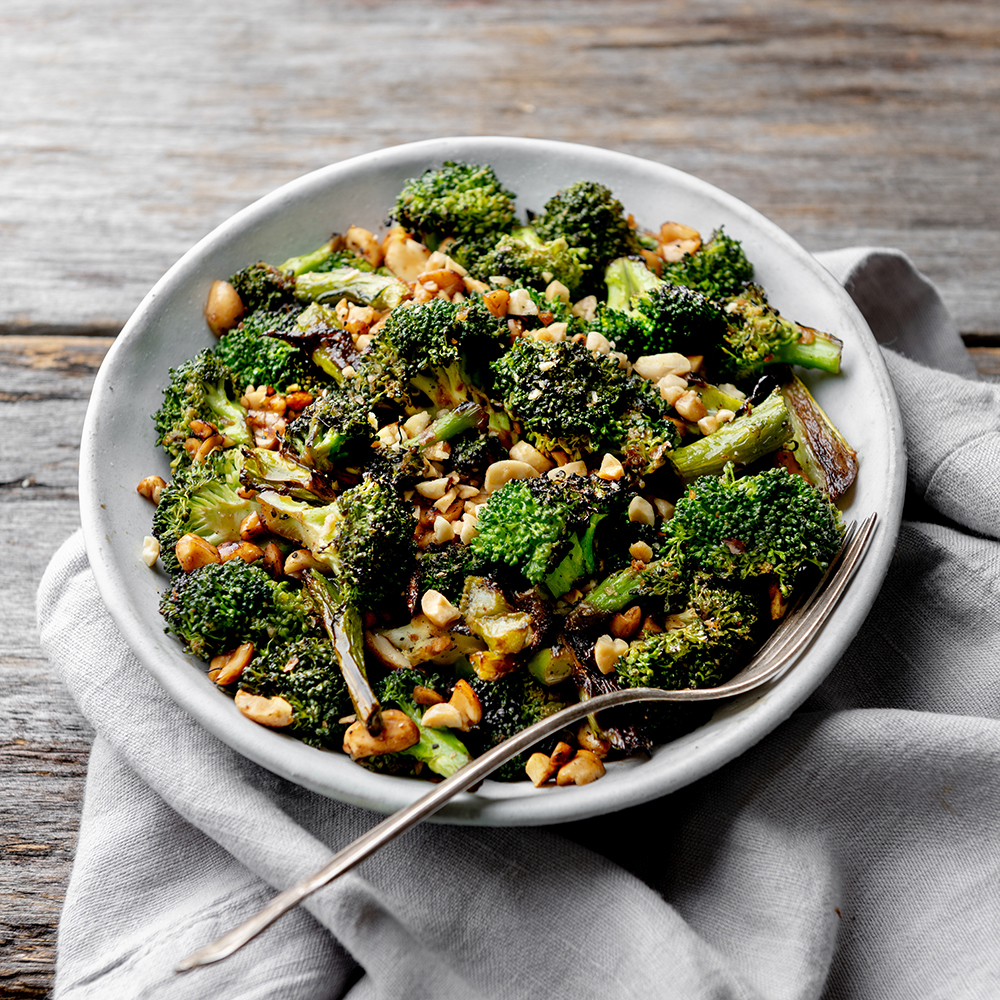 Roasted and Charred Broccoli with Peanuts