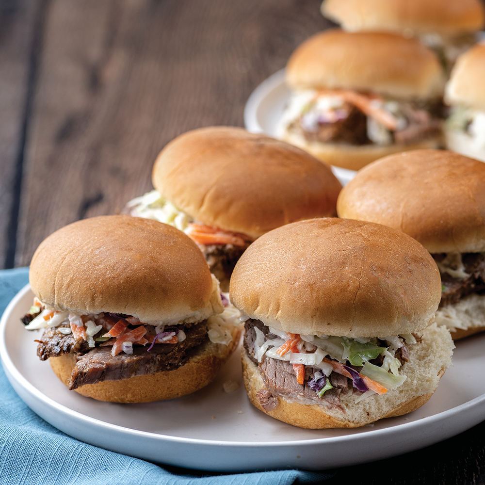Slow Cooker Brisket Sliders with Aioli Slaw