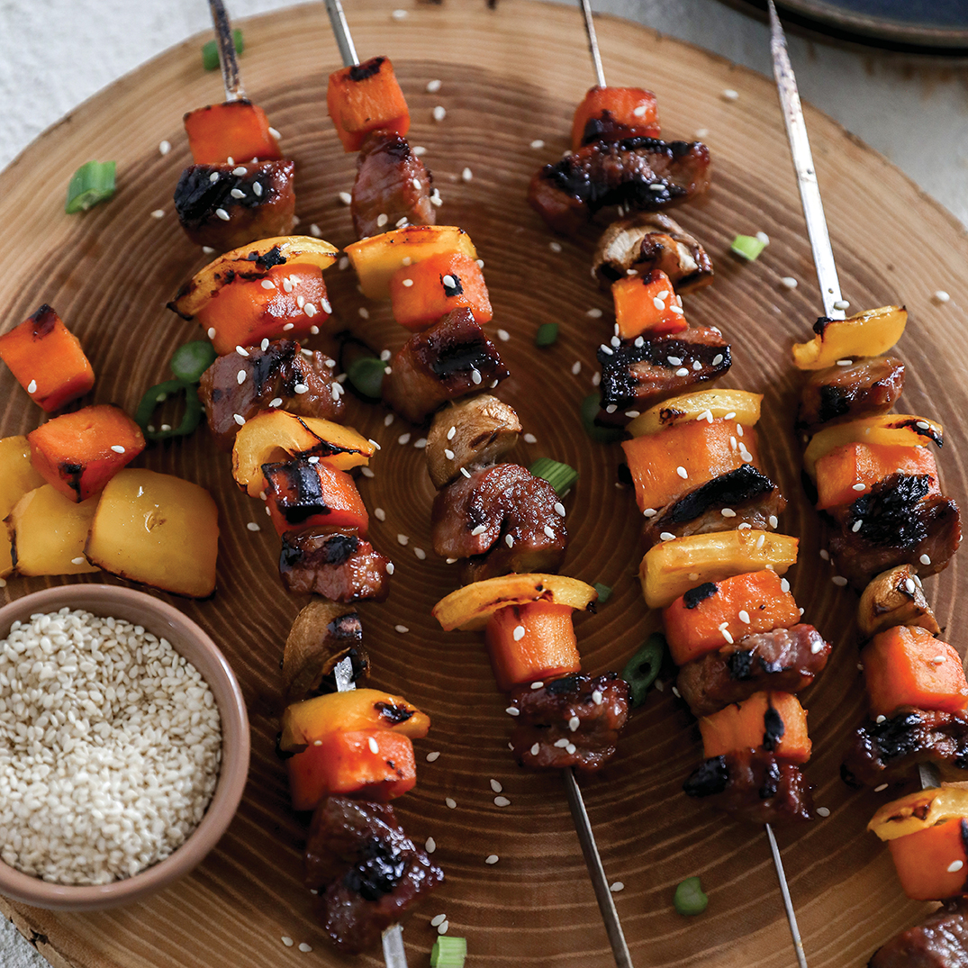 Sweet Potato and Beef Teriyaki Skewers