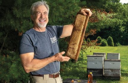 Tracy Hunter, a third-generation beekeeper, owns and operates Hunter’s Honey Farm in Martinsville with his wife, Christina.
