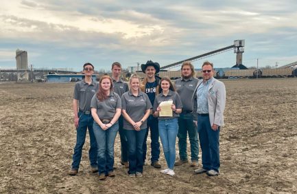 Mount Vernon FFA Members on the 5 acres of land leased to them by Ports of Indiana for a unique agriculture education experience