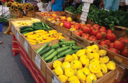 Vegetables in crates at a farmers market