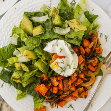 Breakfast Salad with Sweet Potato Hash