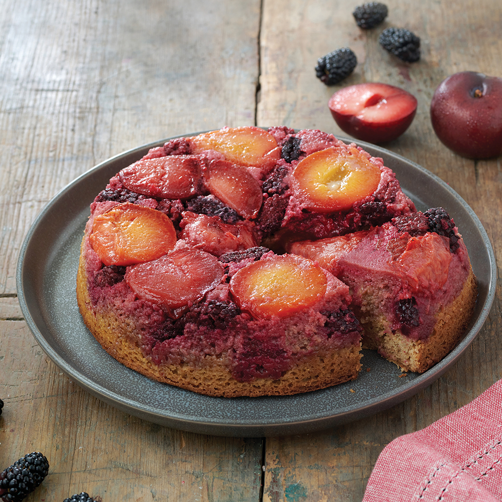 Blackberry-Plum Upside-Down Cake