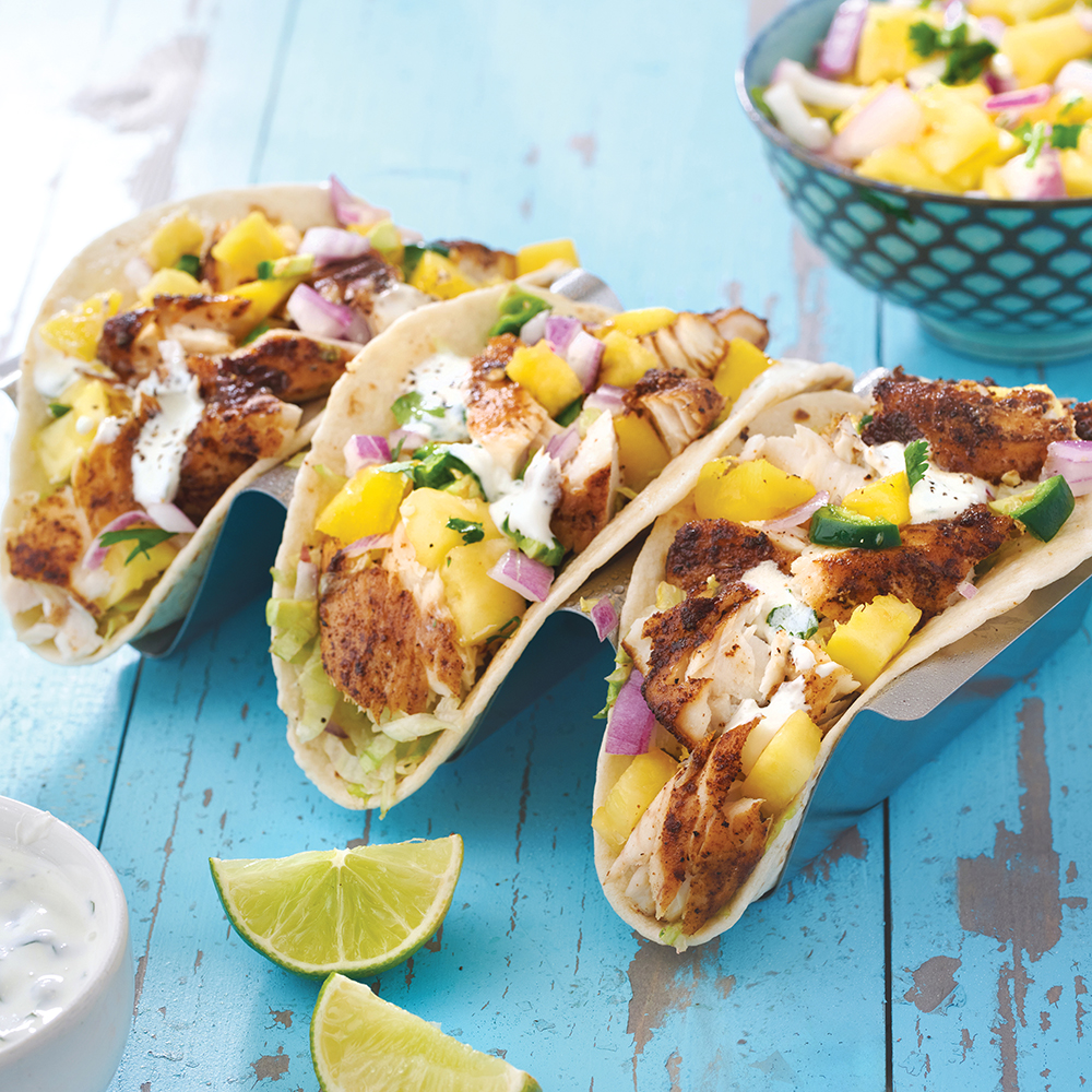 Mahi Mahi Tacos with Mango-Pineapple Salsa