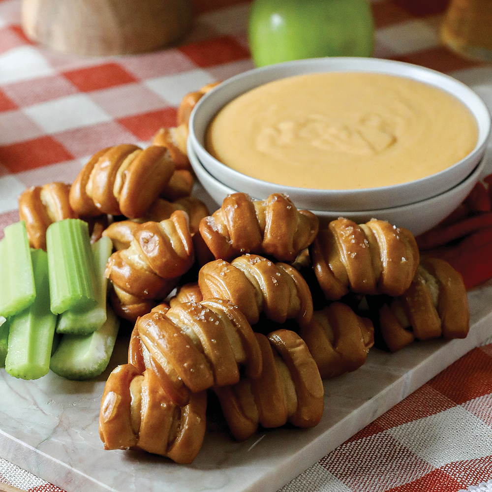 Beer Cheese Dip with Soft Pretzel Bites
