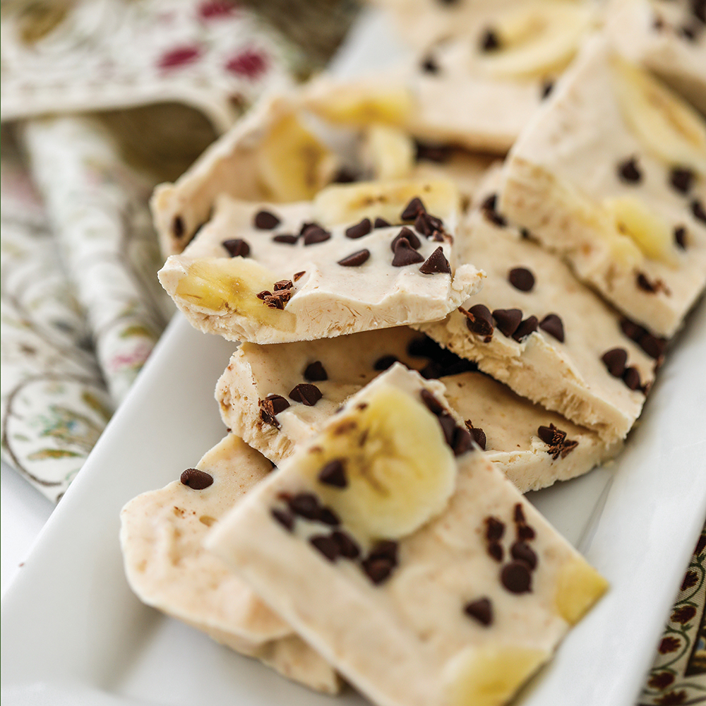 Peanut Butter, Banana, Chocolate Frozen Yogurt Bark