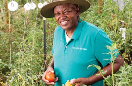 James Brewer grows vegetables for local food banks on his farm near Greenwood.