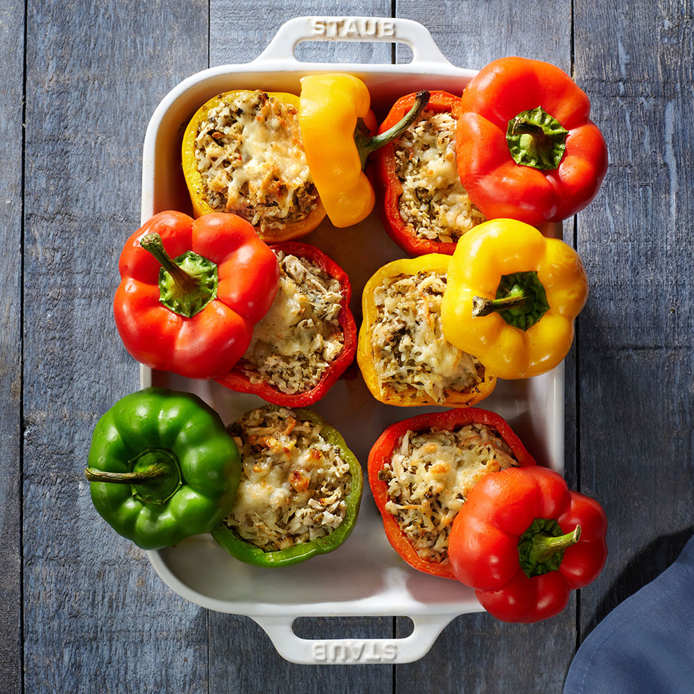 Pesto Chicken Stuffed Peppers