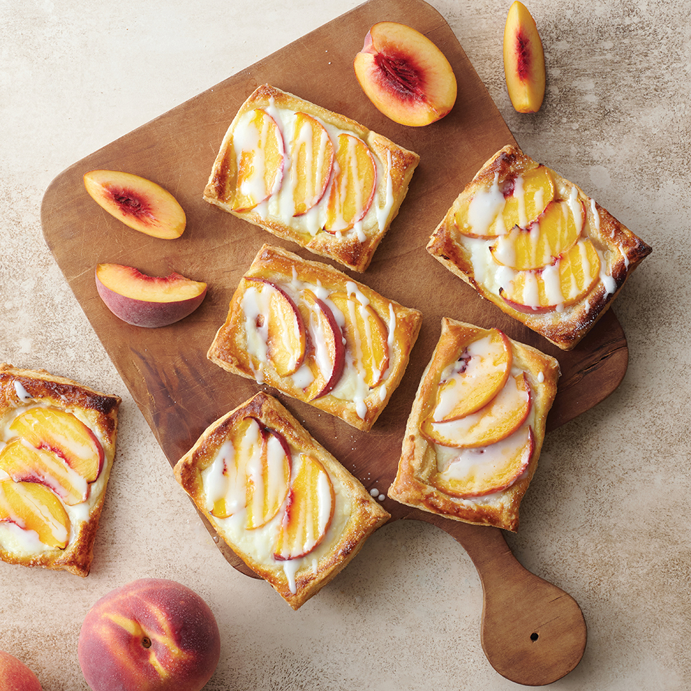 Peach and Ricotta Puff Pastry Strudels
