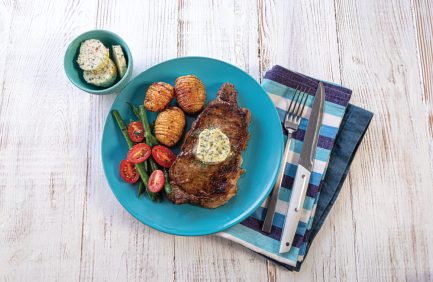Strip Steak with Herb Citrus Butter