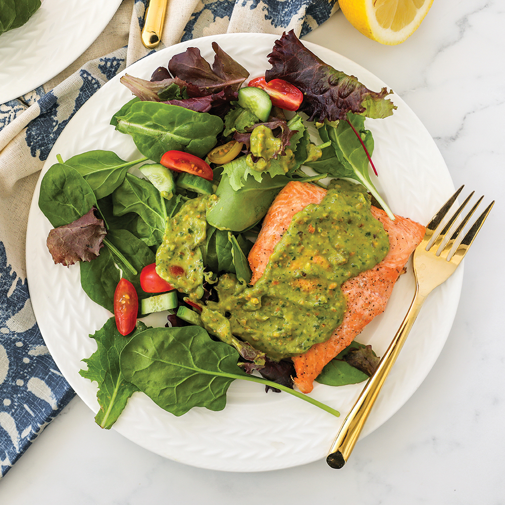 Salmon with Herby Green Sauce