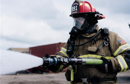 Firefighter using SoyFoam TF 1122.