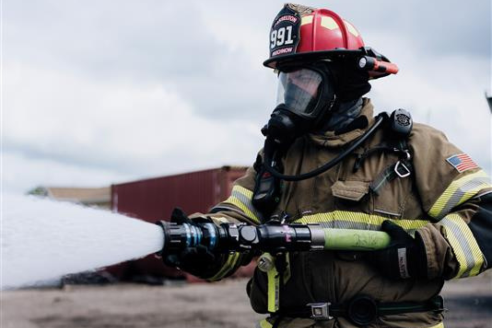 Firefighter using SoyFoam TF 1122.