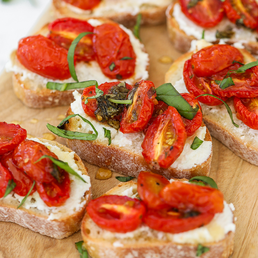 Roasted Tomato and Honey Bruschetta with Ricotta
