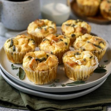 Sausage and Goat Cheese Strata Muffins