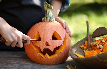 carving a jack-o-lantern